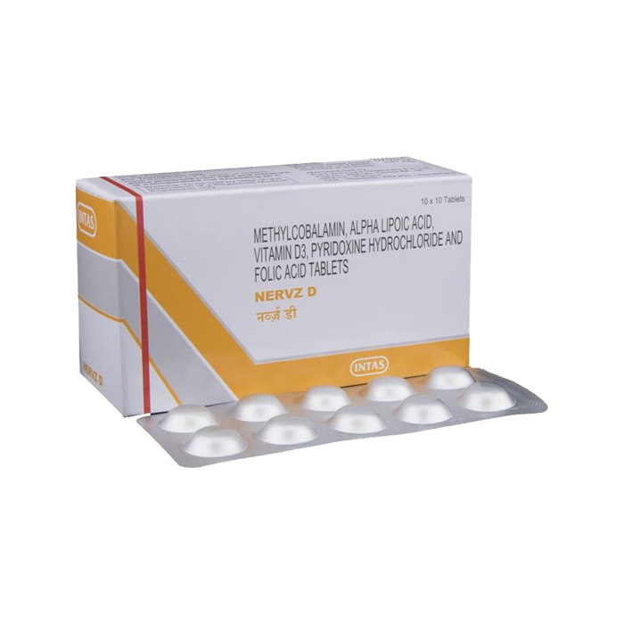 Nervz D Nerve Support Tablets (Methylcobalamin, Alpha Lipolic Acid, Vitamin D3, Pyridoxine & Folic Acid)