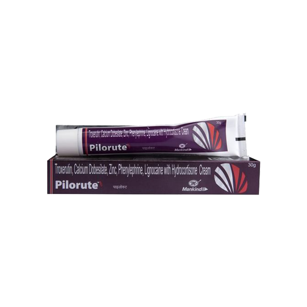 Pilorute Hemorrhoids Treatment Cream (Lidocaine, Calcium Dobesilate, Hydrocortisone, Phenylephrine, Zinc & Troxerutin)