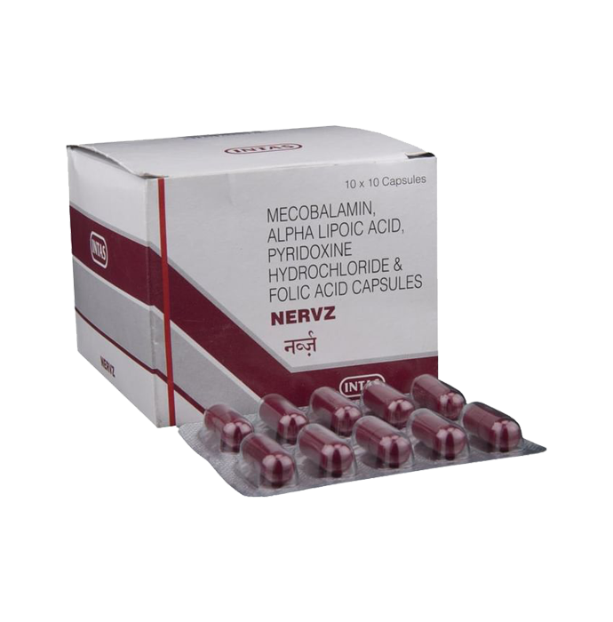 Nervz B6 / B12 Coenzyme Capsules (Mecobalamin, Alpha-Lipoic Acid, Pyridoxine & Folic Acid)