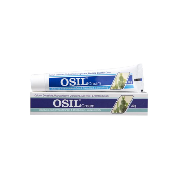 Osil Piles / Hemorrhoids Rectal Cream (Allantoin, Aloe Vera, Calcium, Hydrocortisone & Lidocaine)