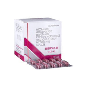 Nervz-B Vitamin B Complex Capsules (Mecobalamin, Alpha Lipolic Acid, Benfothiamine, Pyridoxine, Folic Acid & Chromium)